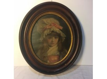 Antique Portlet Of A Young Lady In Wooden Frame
