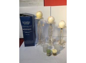 Group Of Candles With Stands -two Yankee Candles