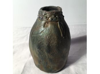 Small Interesting Iridescent Pottery Vase - Signed