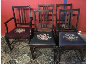 Five Vintage Mahogany Dining Room Chairs