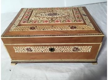 Antique Wood And Carved Bone Box