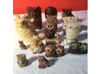 Group Of Fourteen Owl Figures