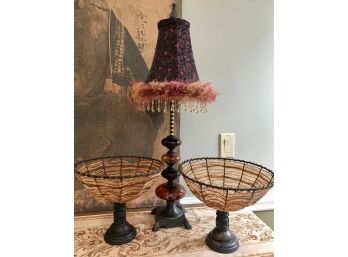 Eclectic Accent Lamp And Bowls