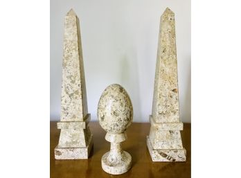 Trio Of Solid Marble Decorative Pieces