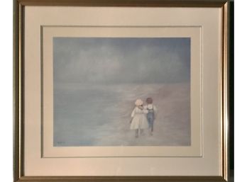 Beautiful Children At Play In Nantucket Scene Framed Art