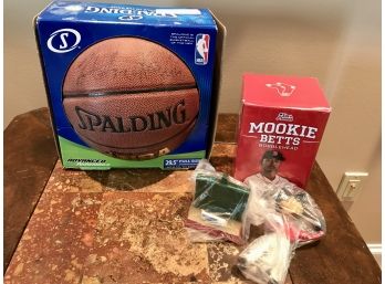 NBA Players Signed Ball And Mookie Betts Bobblehead