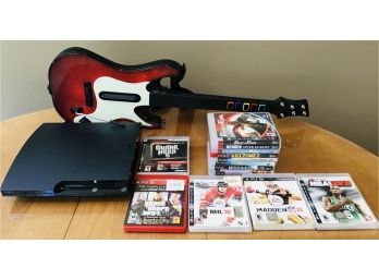PLAYSTATION 3 Gaming Console, Games And Guitar Controller!