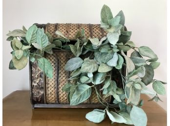 Large Decorative Suitcase Chest With Faux Greenery