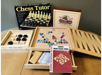 Wooden Box Classic Board Games And Chess Tutor