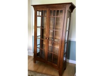 ETHAN ALLEN Mission Style Lighted Curio Cabinet
