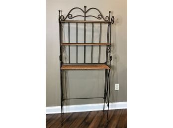 Wrought Iron And Rattan Bakers Rack
