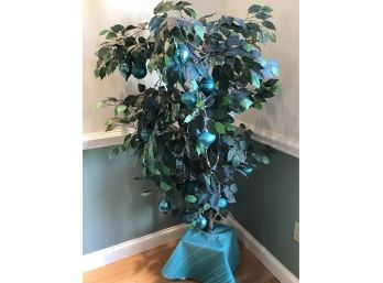 Pretty Faux Tree Decorated In Blue