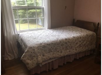 Vintage Wooden Twin Bed Headboard And Frame With Linens