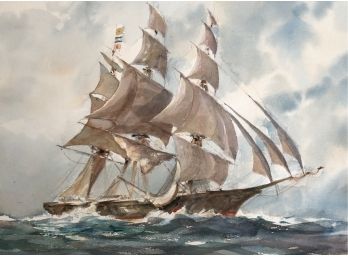 Original Watercolor Of A Ship