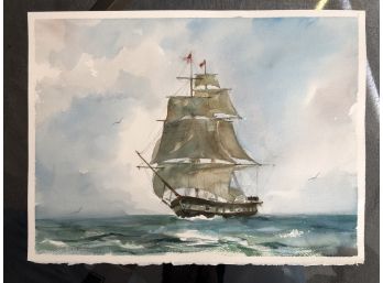 Original Watercolor Of Ship II