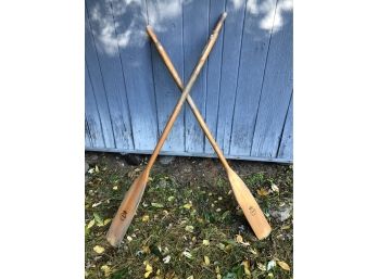 Pair Of Feather Brand Wooden Canoe Paddles