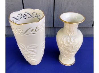 2 Lenox Vases With 24kt. Gold Rims