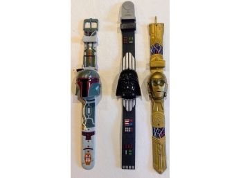 Three Star Wars 1990's Collector Watches, Darth Vader, C3PO,