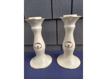 Beautiful Irish Candleholders Parian Donegal China