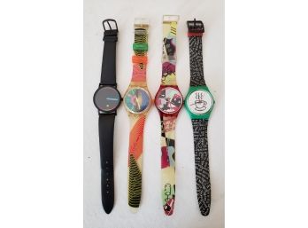 Three Vintage Swatch Watches And Vintage Radius Watch