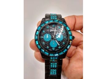 Geneva Teal Rhinestone Watch