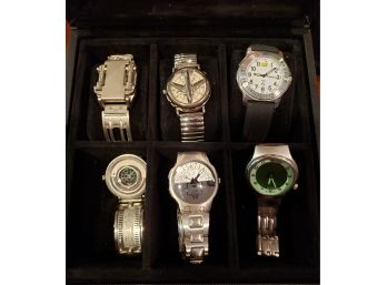 Group Of Six Stainless Steel Watches