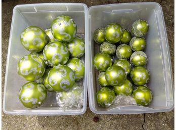 Three Sizes Of Green Glass Christmas Ornaments 42 Plus