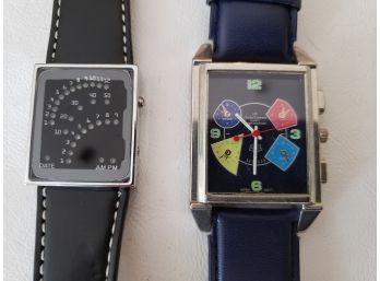 Ohsen Black Leather LED Watch And Charles Raymond