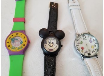 Trio Of Kid's Watches, For A Dad Who Is Still A Kid At Heart... Mickey Mouse Club And Hello Kitty