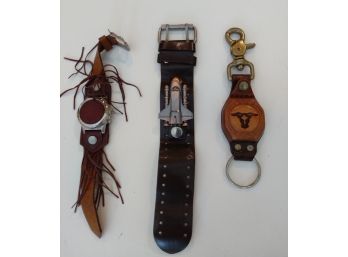 Bulls Head Key Chain And Native Americanand Airplane Watches