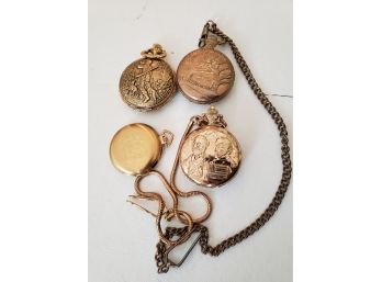 Group Of Four Pocket Watches, Stock Market Bull, Robert E Lee, Swiss Hunter, And Gone With The Wind