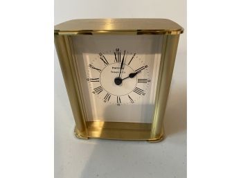 Tiffany Small Table Clock Inscribed With Business Name & Date 3-1/2x2x4 With Box