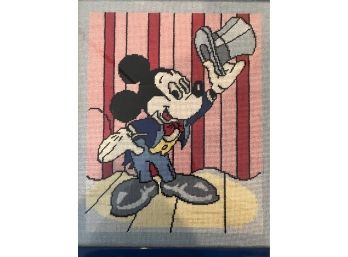 Handmade Needlepoint Mickey Mouse 14-1/2x17-1/8