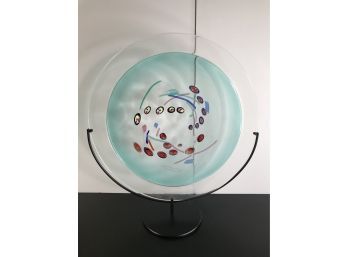 Abstract Glass Art With Metal Display Stand From Cliff Young Ltd. Retail 2400 FRAGILE Bring Packing Materials