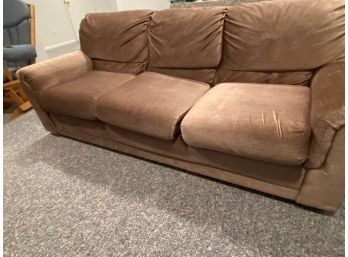 Velvety Soft Checked Couch Beige 79-1/4x36x32