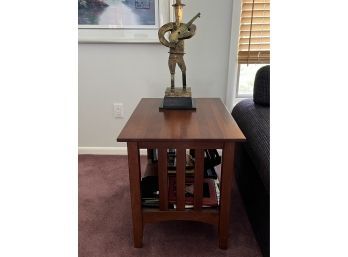 Ethan Allen Wooden Side Table With One Shelf (Statue Not Included)