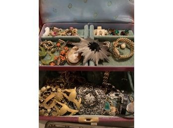 3 Jewelry Boxes & Assortment Of Costume Jewelry