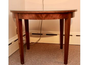 Round Mahogany Wood Table With Glass Top
