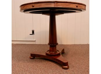 Vintage Round Wood Table With Pedestal Base