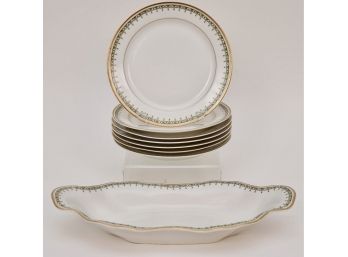 Limoges Old Abbey Plates And Serving Bowl