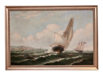 Robert Sanders Oil On Canvas Ship Painting