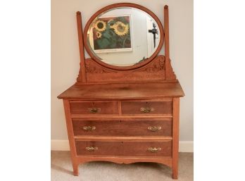 Vintage Carved Oak Vanity Dresser