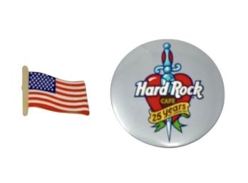 Hard Rock Cafe 25 Years & American Flag Pins