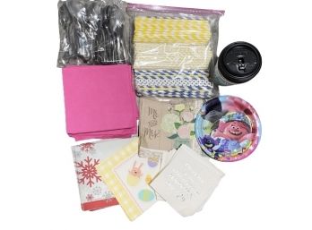 Mixed Lot Of Party Supplies - Napkins, Silverware & More