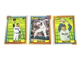 Lot Of 3 Vintage Topps Nolan Ryan Baseball Cards, Rangers & Mets