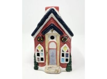 Christmas Holiday Village Lighted Church Ceramic Building Collectible Decor 1995