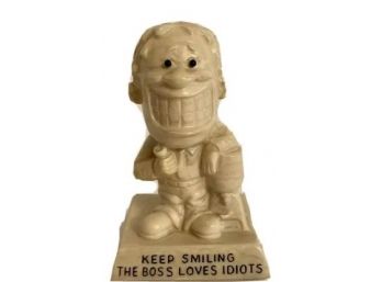 Vintage 1970's Wallace & Berrie 'Keep Smiling The Boss Loves Idiots' Figurine