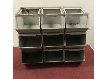 9 - Heavy Duty Metal Stackable Bins 8 Inches X 5 Inches