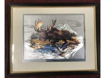 Landlocked Moose By Sweney Framed 11 In. X 8.5 In. Print 7.75 In X 5.75 In. 3 Of A Set Of 4