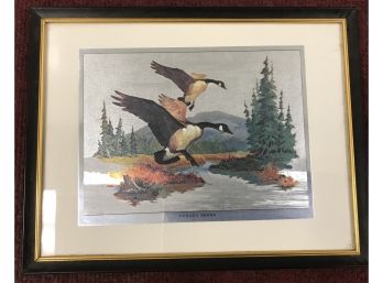 Landlocked Canada Geese By Sweney Framed 11 In. X 8.5 In. Print 7.75 In X 5.75 In. 2 Of A Set Of 4